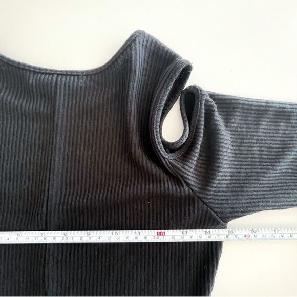 Dynamite Dress Bodycon Cold Shoulder Midi Black Ribbed Women's S - Picture 6 of 8